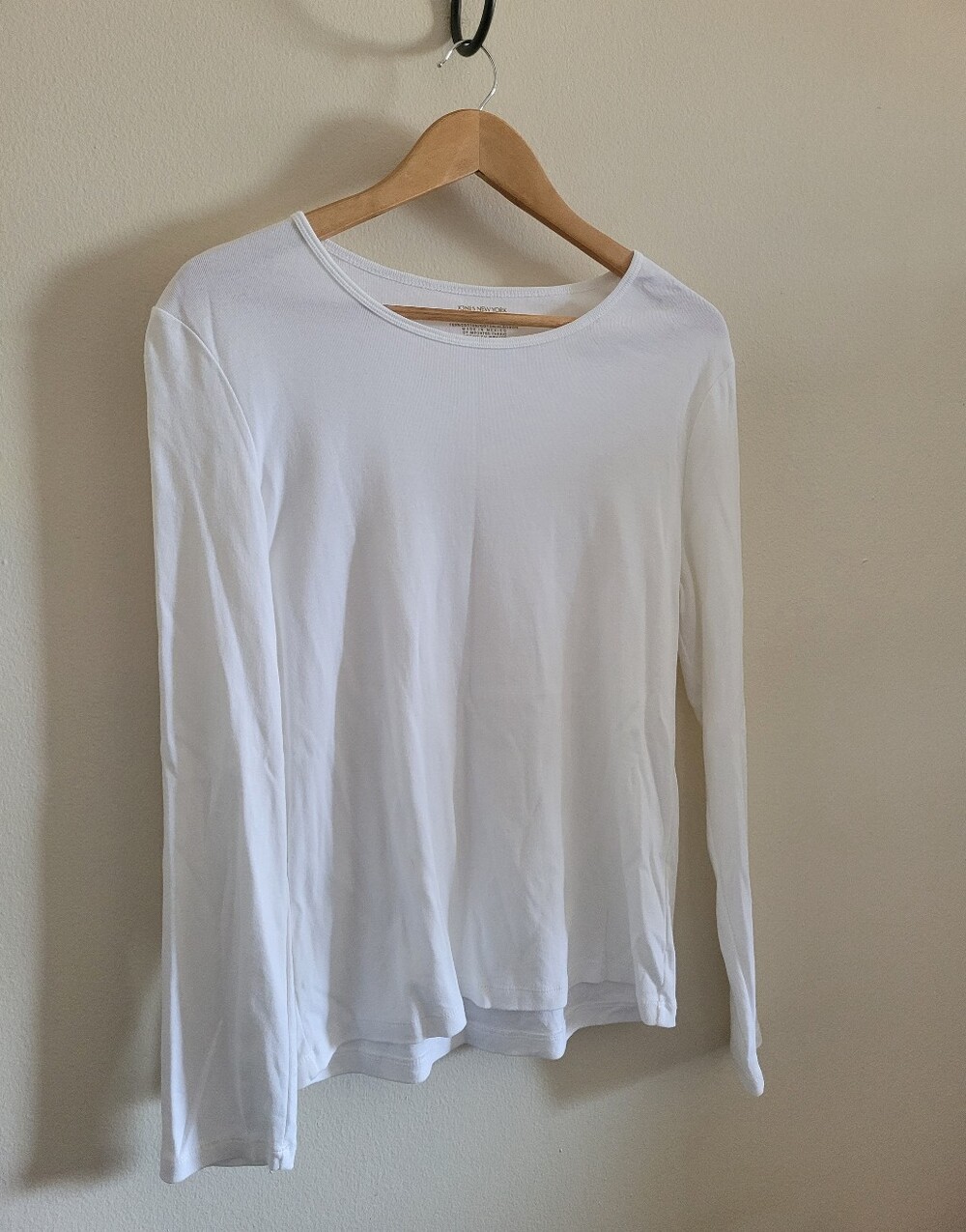 JNY Perfect Cotton Crew Long Sleeved, Women's XL, White
